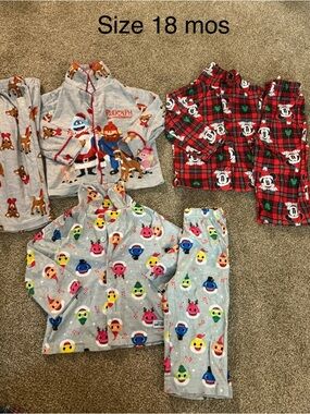 Winter Kids Pajama Sets all  Sz 18 mos. A little pilly